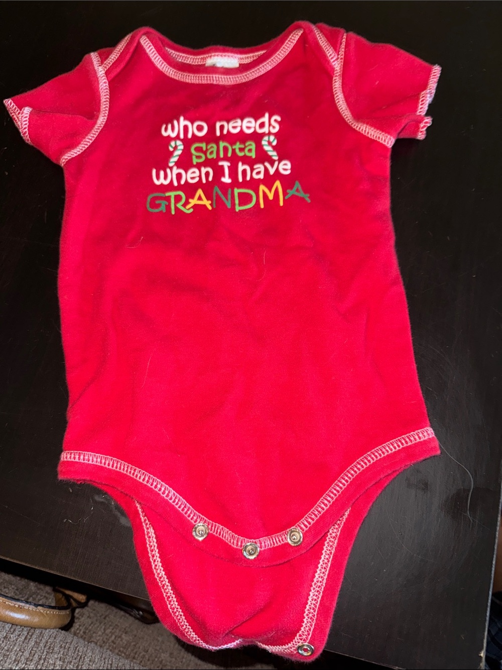 Baby Essentials Red Infant One-Piece Bodysuit with Grandma Graphic
